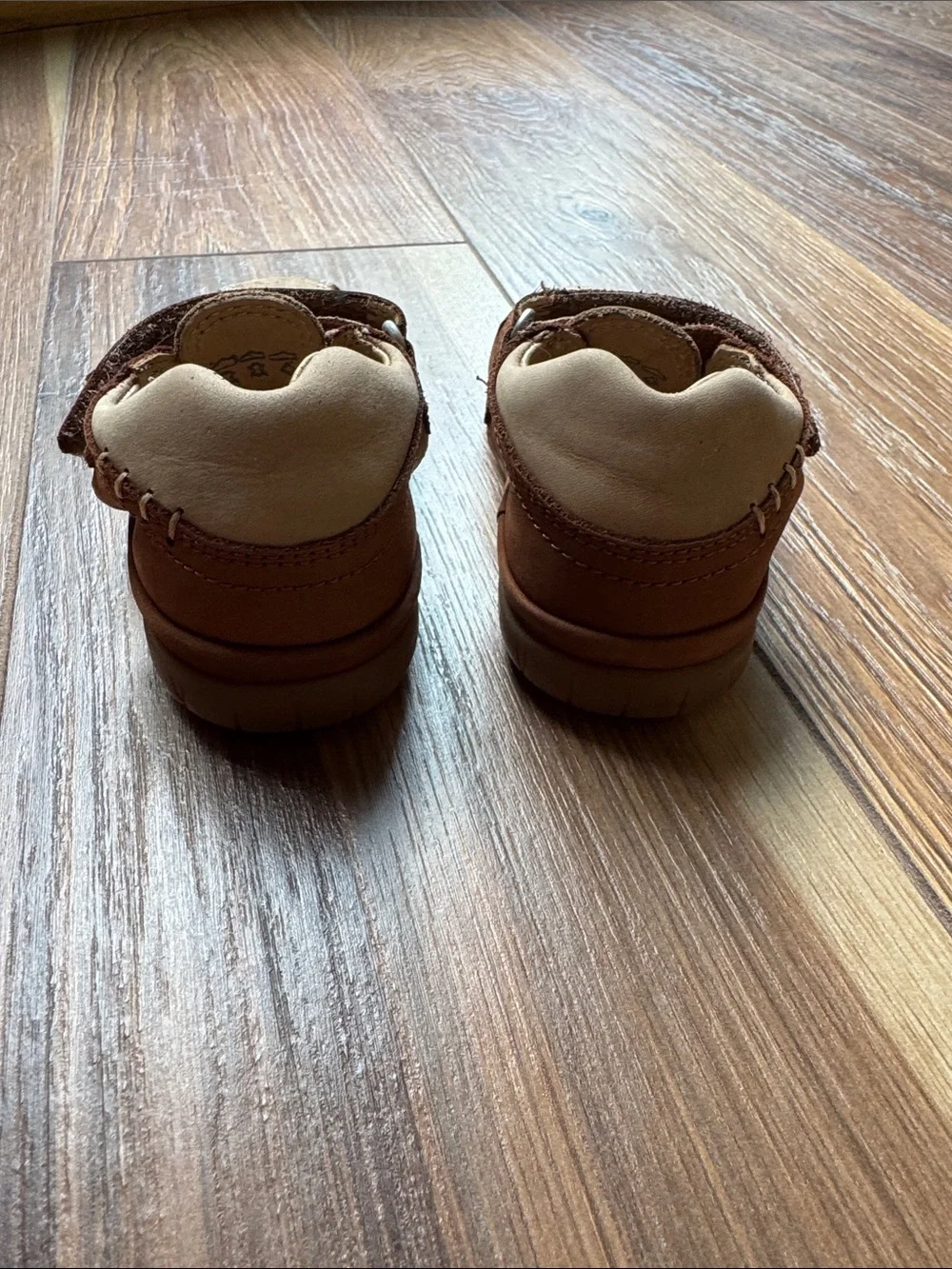 Children's Brown Closed-Toe Sandals with Beige Accent